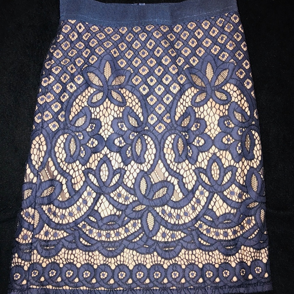 NWT blue crochet detail pencil skirt